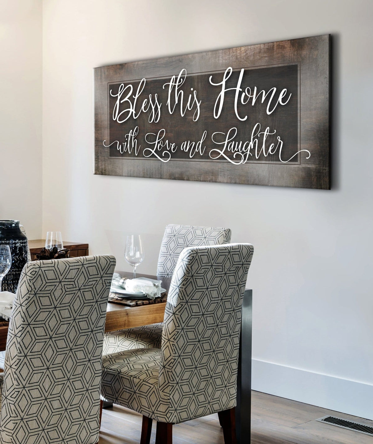 Christian Wall Art: Bless This Home With Love (Wood Frame Ready To Hang)