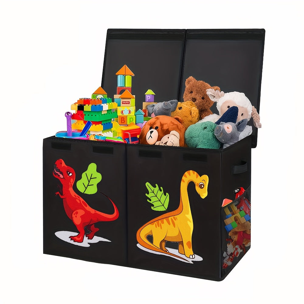 Kids Collapsible Storage Box with Lid Large Toy Chest Bin Organizer Durable Cardboard Flip for Entryways, Bedrooms and Living Spaces