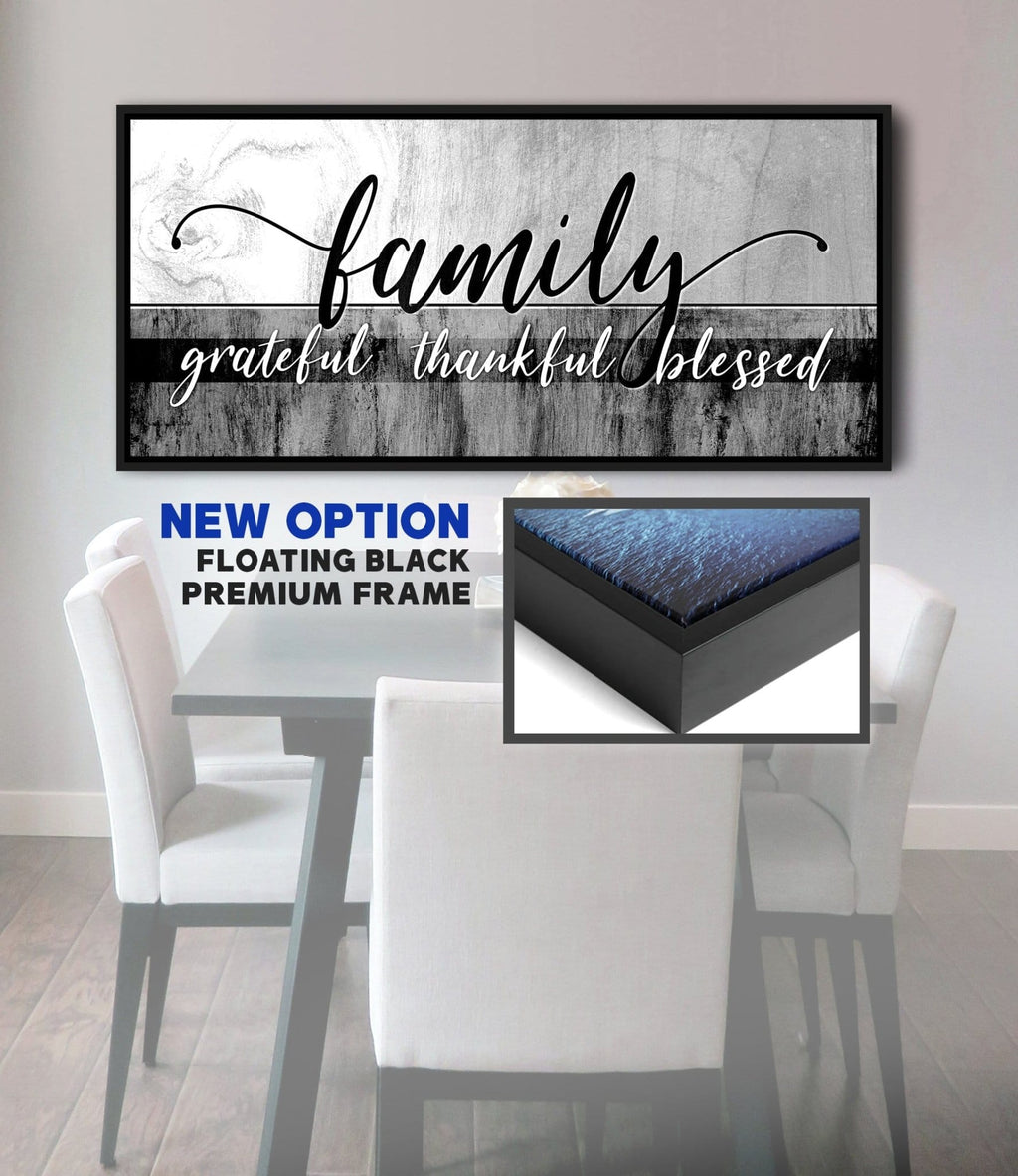Family Wall Art: Family Grateful Thankful Blessed - Rustic Christian Canvas