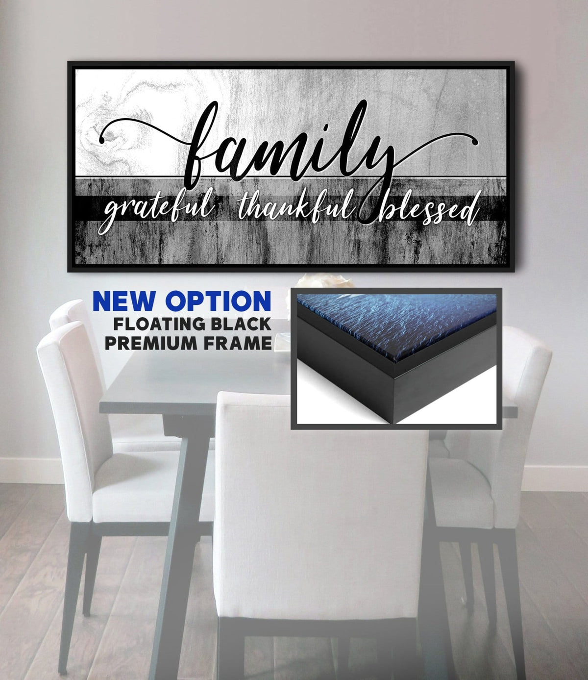 Family Wall Art: Family Grateful Thankful Blessed - Rustic Christian Canvas