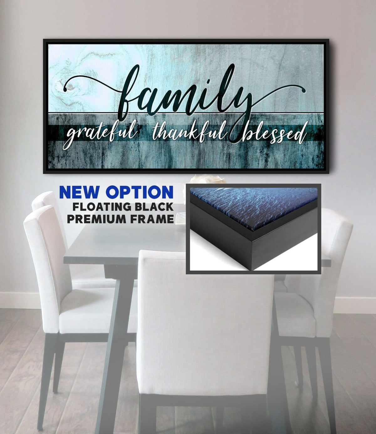 Family Wall Art: Family Grateful Thankful Blessed - Rustic Christian Canvas