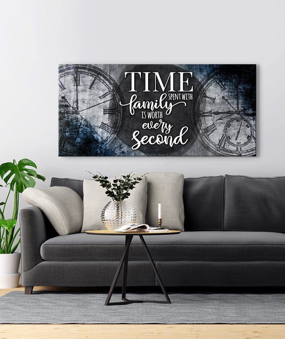 Family Wall Art: Time Spent With Family V2 (Wood Frame Ready To Hang)