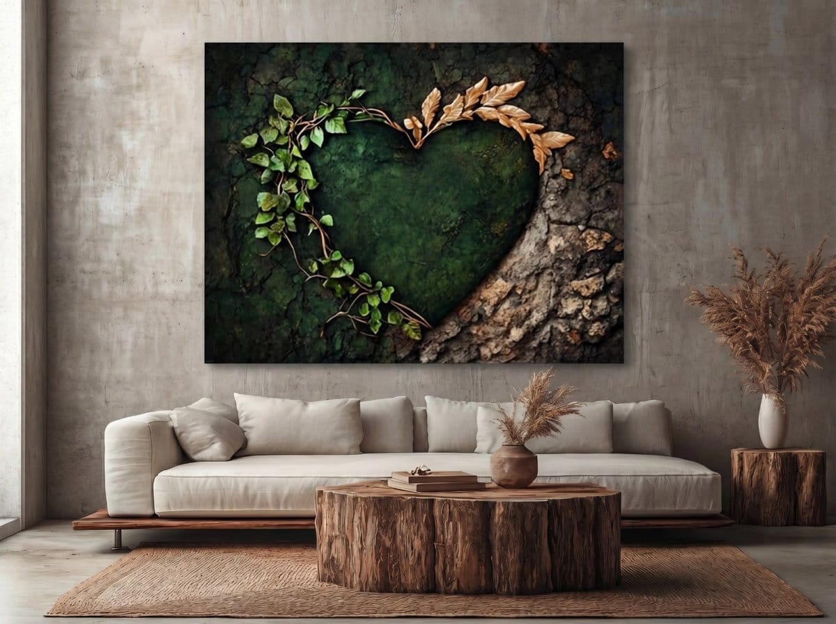 Forest Heart Wall Art Canvas – Nature Love Tree Artwork for Living Room & Bedroom Decor