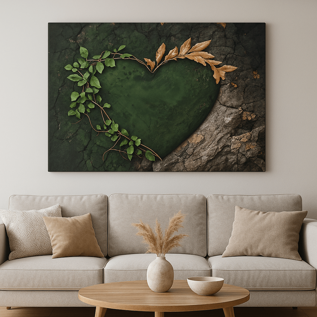 Forest Heart Wall Art Canvas – Nature Love Tree Artwork for Living Room & Bedroom Decor