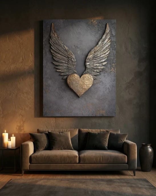 Heart with Wings Wall Art – Modern Symbol of Love & Freedom Canvas